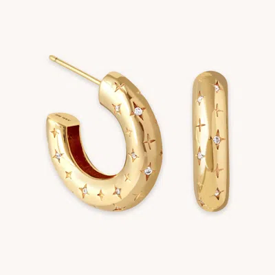ASTRID &AMP; MIYU COSMIC STAR DOME HOOPS IN GOLD | BOLD HOOP WOMEN'S EARRINGS | JEWELLERY BY ASTRID &AMP; MIYU