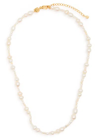 ASTRID & MIYU ASTRID & MIYU SERENITY PEARL-BEADED 18KT GOLD-PLATED NECKLACE