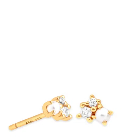 ASTRID & MIYU GOLD-PLATED EMBELLISHED STUD EARRINGS