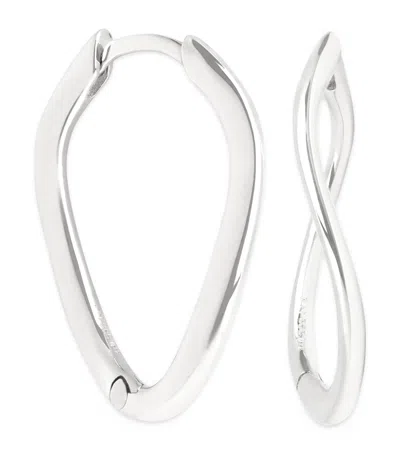ASTRID & MIYU WHITE GOLD INFINITY HOOP EARRINGS