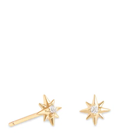 ASTRID & MIYU ASTRID & MIYU YELLOW GOLD AND TOPAZ STAR EARRINGS