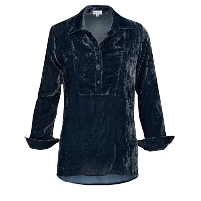 AT LAST... WOMEN'S SILK VELVET SHIRT IN SLATE GREY
