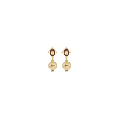 ATELIER PETITES PIERRES WOMEN'S GOLD / BROWN SCARABURG - DANGLE EARRINGS
