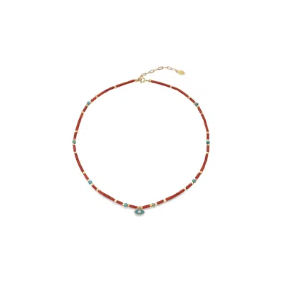 ATELIER PETITES PIERRES WOMEN'S GOLD PORTO - CORAL NECKLACE