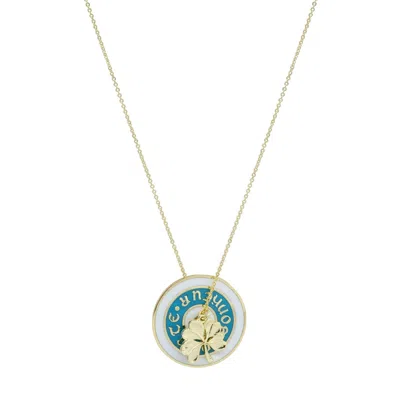 ATELIER PETITES PIERRES WOMEN'S GOLD / ROSE GOLD PORTE BONHEUR - BLUE - GOOD LUCK PENDANT