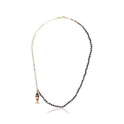 ATELIER PETITES PIERRES WOMEN'S GOLD SARDINES - LAPIS NECKLACE