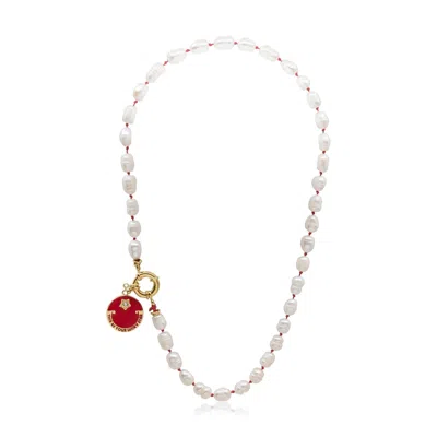 ATELIER PETITES PIERRES WOMEN'S GOLD / WHITE / RED HIP PEARL - STATEMENT NECKLACE