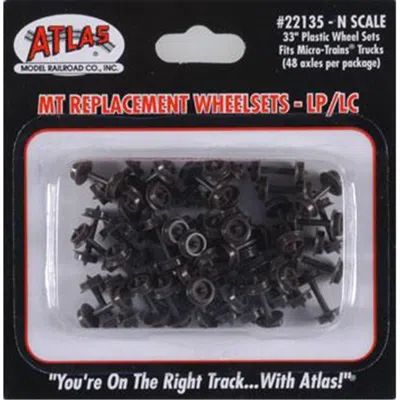 ATLAS 33 IN. N SCALE PLASTIC LOW PROFILE REPLACEMENT WHEELSETS FOR MICRO TRAINS TRUCKS - PACK OF 48