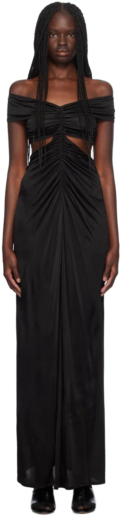 ATLEIN BLACK CUTOUT MAXI DRESS