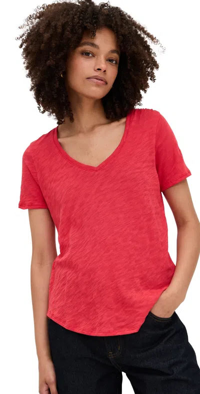 ATM ANTHONY THOMAS MELILLO SLUB JERSEY CLASSIC V NECK TEE CARDINAL RED