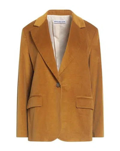 ATTIC AND BARN ATTIC AND BARN WOMAN BLAZER MUSTARD SIZE 6 COTTON, MODAL, ELASTANE