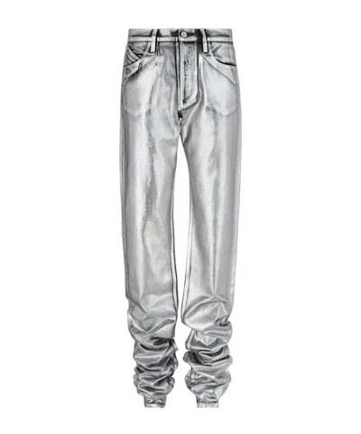 ATTICO THE ATTICO METALLIC-FINISH LOGO PATCH JEANS