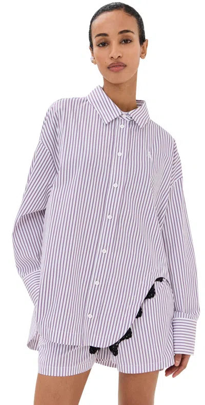 ATTICO BUTTON DOWN SHIRT WHITE/PURPLE