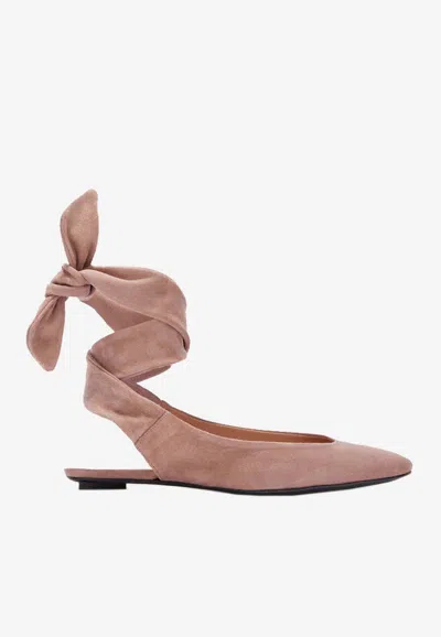 ATTICO CLOE WRAPAROUND LEATHER BALLET FLATS