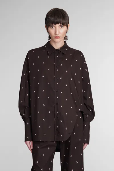 ATTICO DIANA SHIRT IN BROWN COTTON