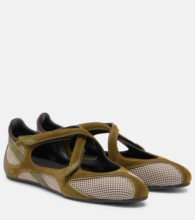 ATTICO FLOOR 01 SUEDE AND MESH BALLET FLATS