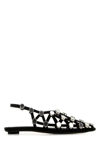 ATTICO THE ATTICO BLACK SUEDE GRID BALLERINAS