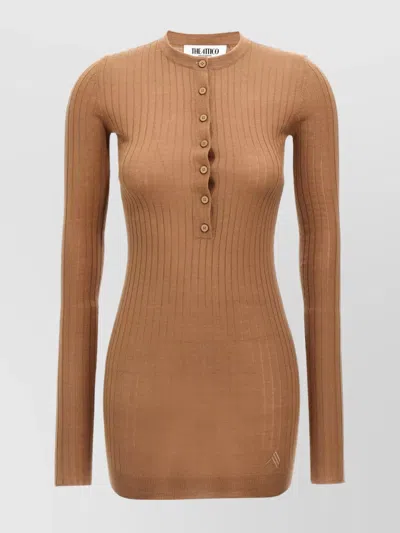 ATTICO MINI DRESS WITH RIBBED TEXTURE AND BUTTON DETAILING