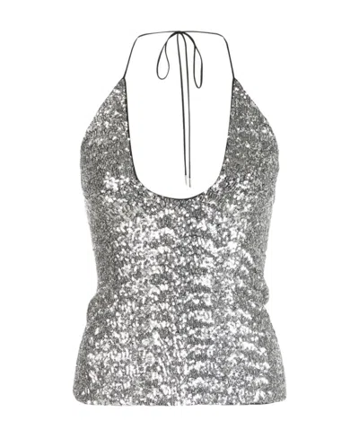 ATTICO THE ATTICO SEQUINNED HALTERNECK TOP