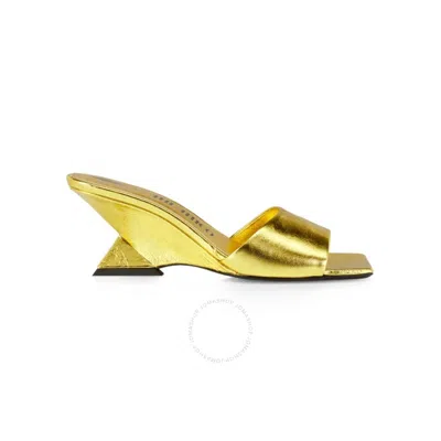 ATTICO THE ATTICO LADIES GOLD CHEOPE 60 MM METALLIC LEATHER WEDGE MULES