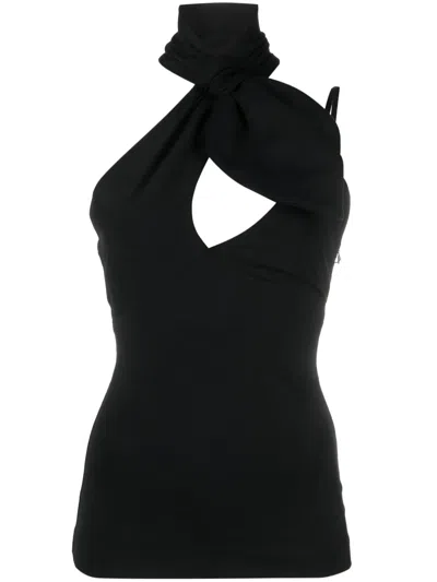 ATTICO TINA CROSSOVER-NECK TOP