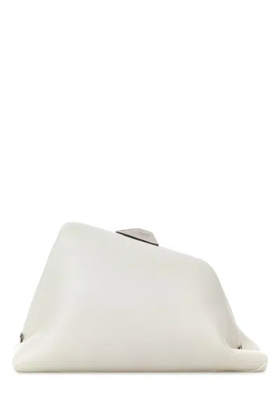 ATTICO WHITE NAPPA LEATHER DAY OFF CLUTCH