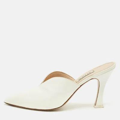 ATTICO WHITE PATENT LEATHER MONICA MULES SIZE 38