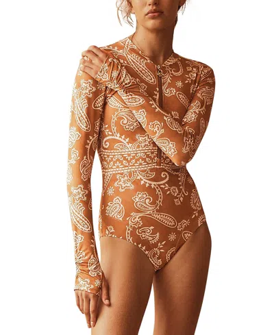 AUR OCEA AUR OCEA BUTA PANELLED LONG SLEEVE ONE PIECE