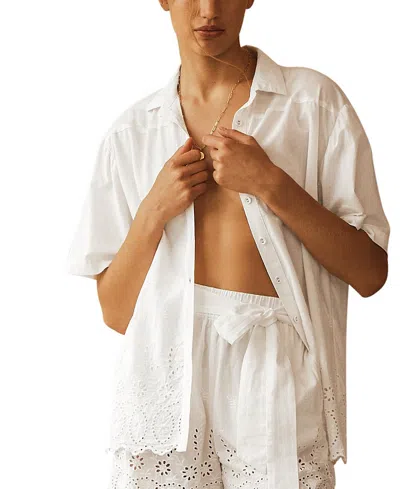 AUR OCEA AUR OCEA CRU LACE CUT-OUT SHORT SLEEVE SHIRT