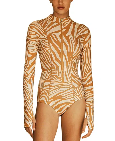 AUR OCEA AUR OCEA NOTAE PANELLED LONG SLEEVE ONE PIECE