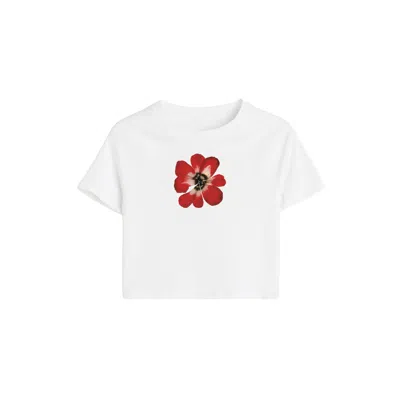 AURA & CO WOMEN'S RED / WHITE DE LA FLOR ROJA BABY TEE