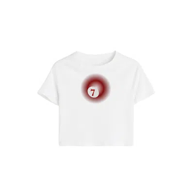 AURA & CO WOMEN'S WHITE / RED AURA BALL BABY TEE