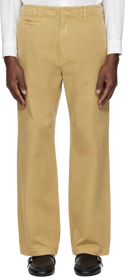 AURALEE BEIGE FINX GABARDINE TROUSERS