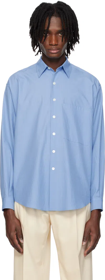 AURALEE BLUE WASHED FINX TWILL BIG SHIRT