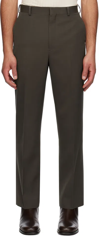 AURALEE BROWN LIGHT WOOL MAX GABARDINE TROUSERS