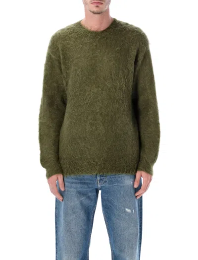 AURALEE MEN OLIVE WOOL BLEND SWEATER, XXL LUXURY SWEATERS & KNITWEAR FOR MEN DARVEYS