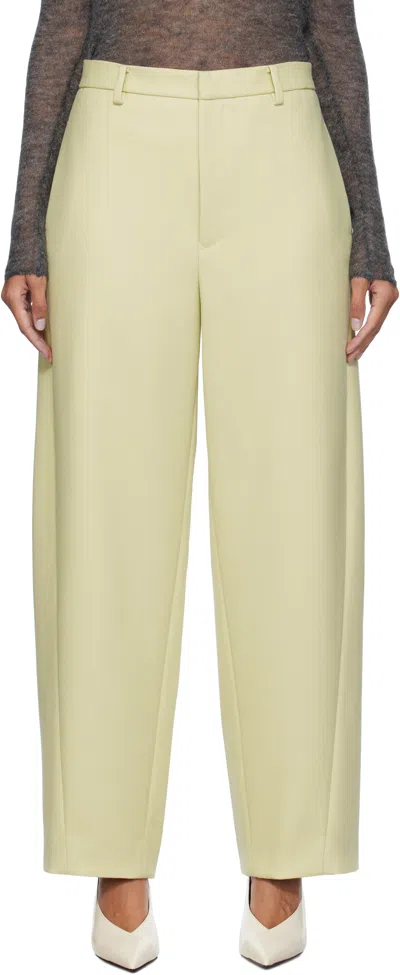 AURALEE YELLOW LIGHT MELTON TROUSERS