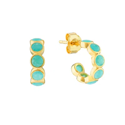 AUREE JEWELLERY WOMEN'S BLUE ORTIGIA MINI AMAZONITE & GOLD VERMEIL HOOP EARRINGS