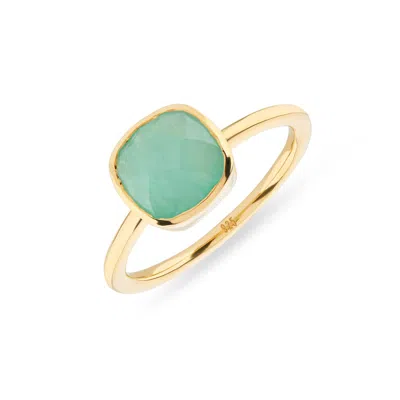 AUREE JEWELLERY WOMEN'S GREEN / BLUE MONDELLO AQUA CHALCEDONY GOLD VERMEIL RING