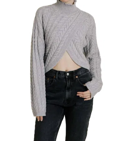 AUREUM CROSS OVER TURTLENECK SWEATER IN HEATHER GREY