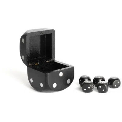 AUTHENTIC MODELS BLACK & SILVER BLACK DICE BOX WITH 5 DICES