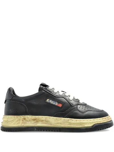 AUTRY LEATHER DISTRESSED-SOLE SNEAKERS