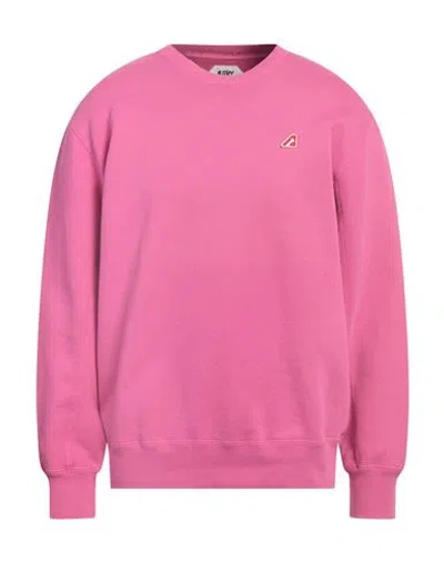 AUTRY AUTRY MAN SWEATSHIRT FUCHSIA SIZE L COTTON, ELASTANE