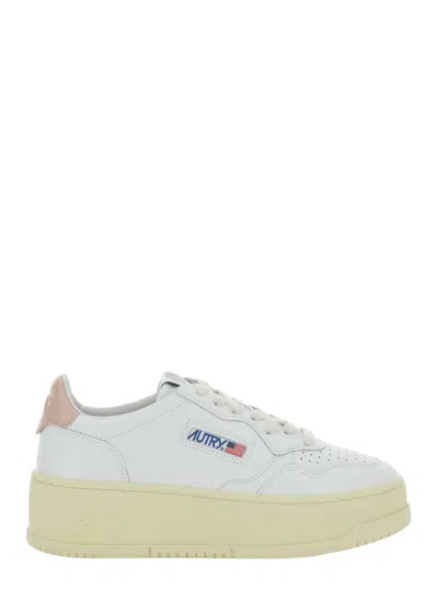 AUTRY WHITE LOW TOP SNEAKERS WITH OVERSIZED PLATFORM IN LEATHER WOMAN