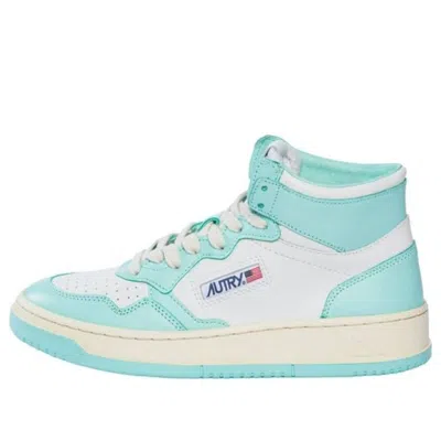 AUTRY (WMNS) Autry Medalist Mid Leather Sneakers Two-Toned 'White Light Teal'