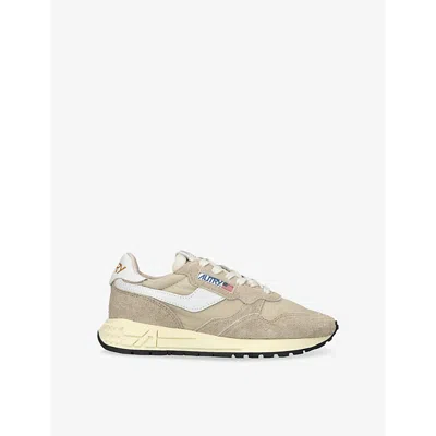 AUTRY WOMENS TAN REELWIND PANELLED SUEDE AND WOVEN LOW-TOP TRAINERS EUR 35 / 2 UK