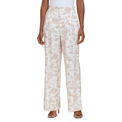 AVEC LES FILLES AVEC LES FILLES ALLOVER PRINT LINEN BLEND STRAIGHT LEG PANTS