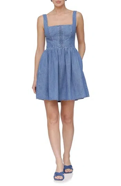 AVEC LES FILLES AVEC LES FILLES BUSTIER COTTON DENIM FIT & FLARE MINIDRESS