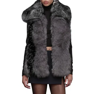 AVEC LES FILLES AVEC LES FILLES CONVERTIBLE COLLAR FAUX FUR VEST