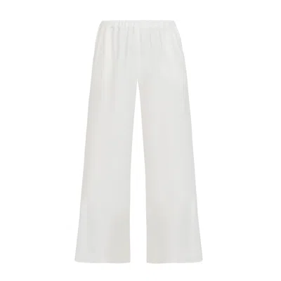 AVENUE 8 WOMEN'S HIGH WAIST SILK PANTS - WHITE